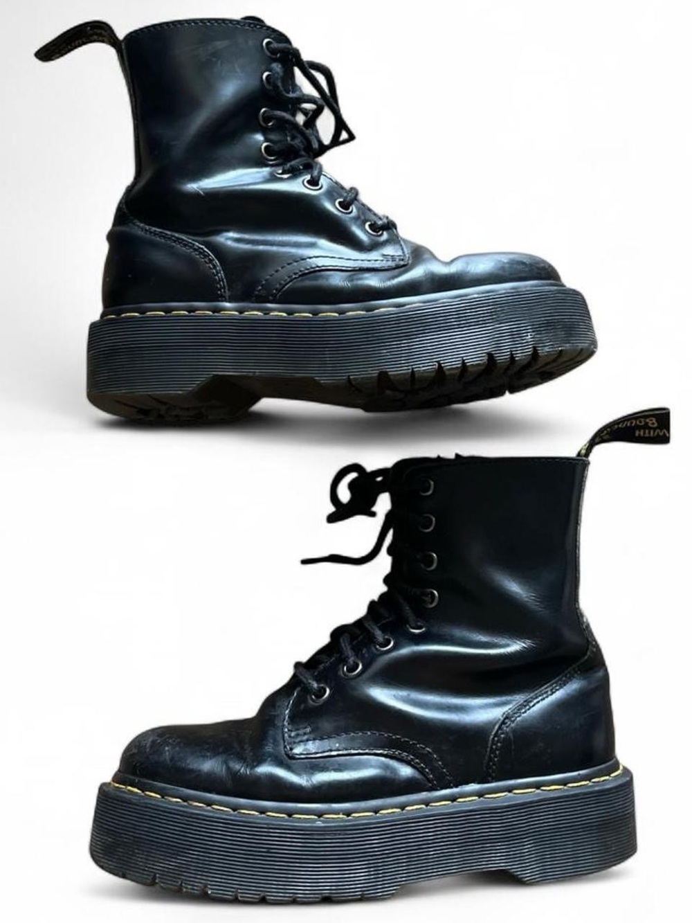 Dr. Martens Black Leather Jadon Platform Lace-Up Boots
